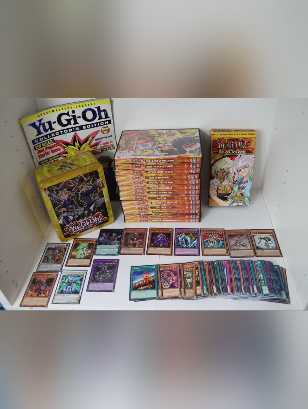 Yu-Gi-Oh! Trading Card Lot With, Dvds, Vhs, Tin, And Magazine